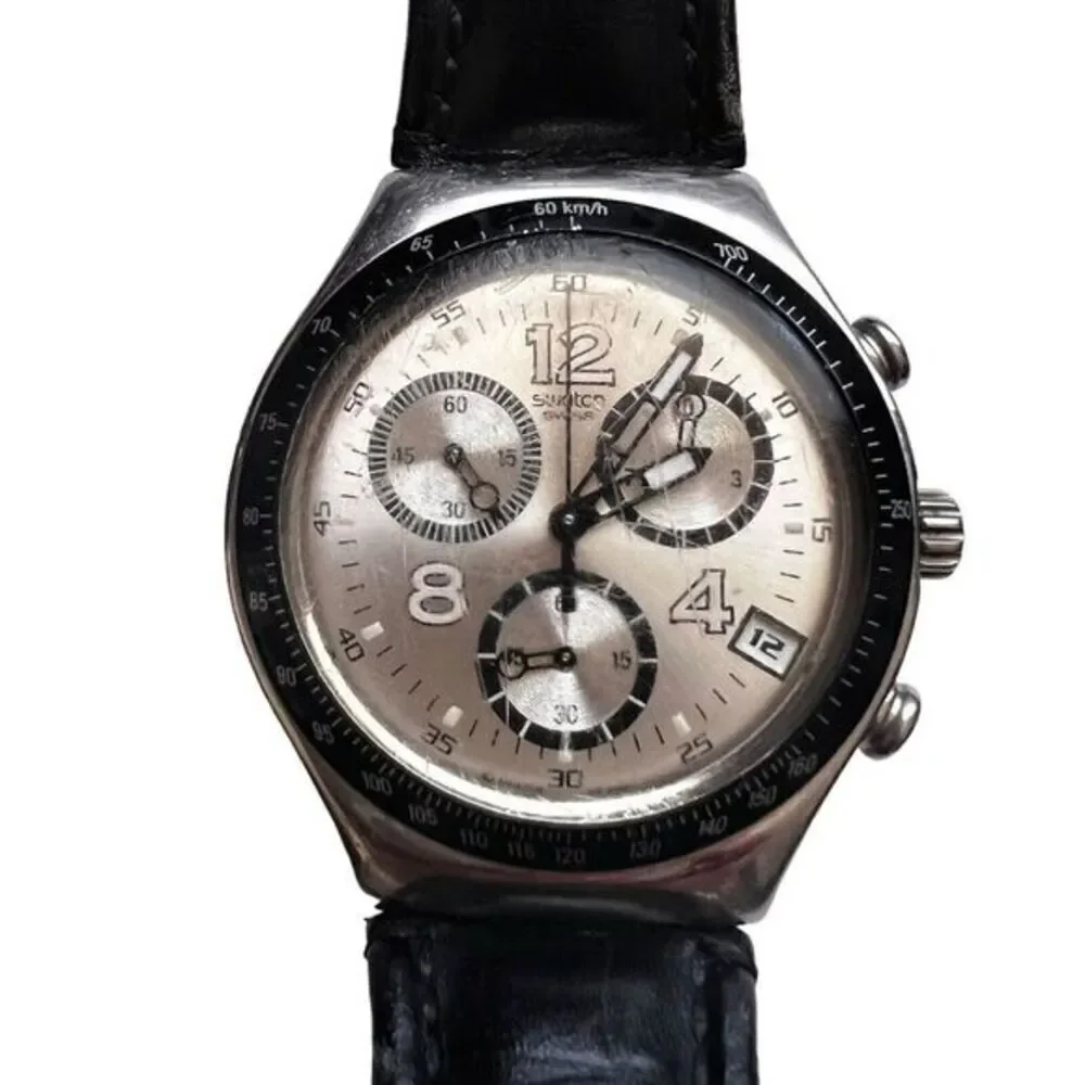 Vintage Men's Swatch Irony Chronograph Watch 4 Jewels‎ V8 Swiss Made Patented WR